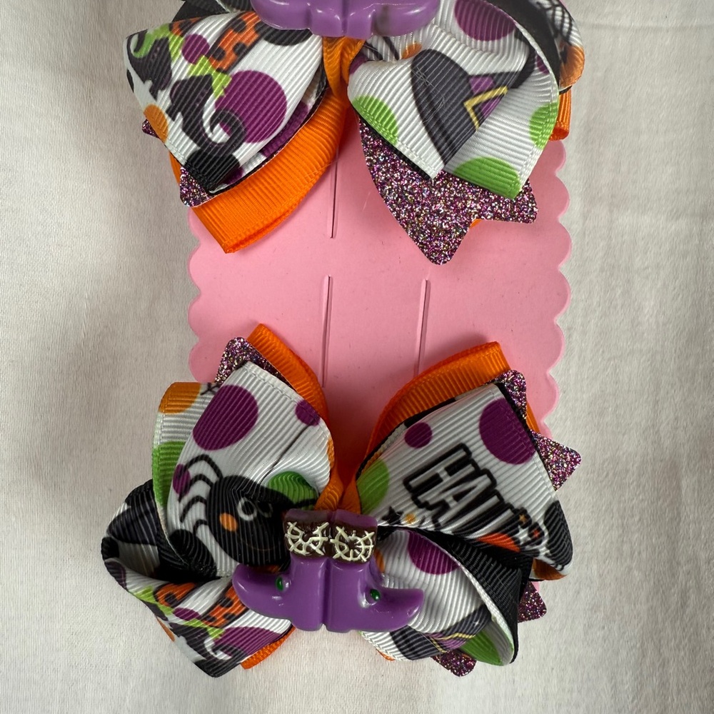 Handmade Colorful Halloween Hair Set Bows for Kids
